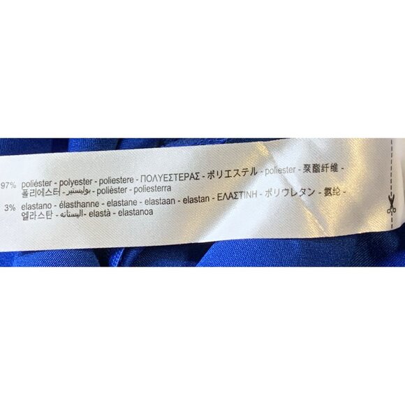 Zara Womens Royal Blue Satin Tie-Front Dress Small Mini V Sheath Sexy New - Picture 9 of 10